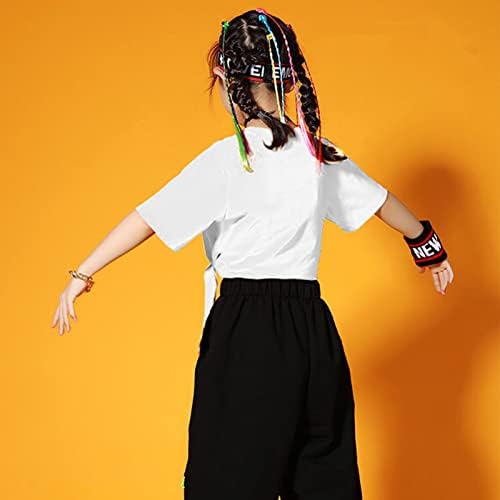 Qiansili djevojke Ležerne prilike za posade kratki rukav čvrsti kolor kravatni remen labavi mekani usjev majice majice za 7-12 godina