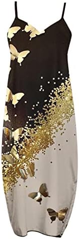 Ženske Casual Maxi haljine s džepovima Plus Size Strappy V izrez haljina za plažu do poda duge haljine sarafan