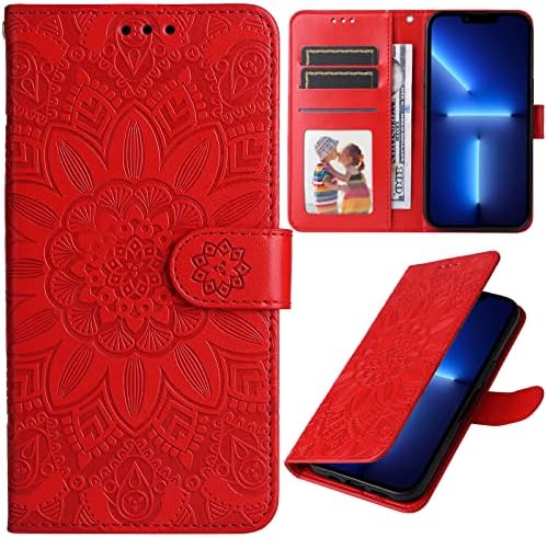 Xyx novčanik slučaj za Samsung S9, Suncokreti uzorak Folio poklopac Stand kreditne kartice slota magnetno zatvaranje Flip Shockproof slučaj za Galaxy S9, Red