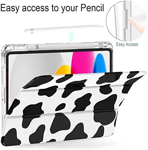 iPad 10. generacija 10,9 inča, FAMS Slim lagana trifolija iPad 10.9 Case Clear Back Prozirni poklopac sa držačem za olovke i auto