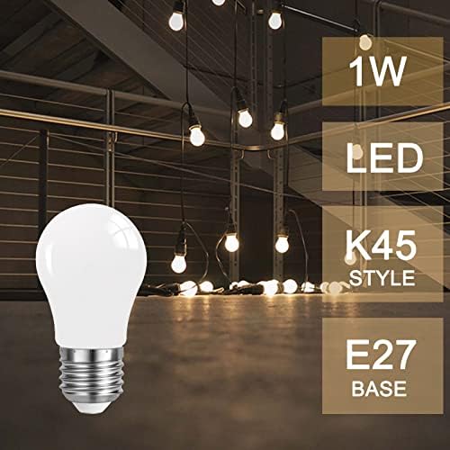 Belaufe E27 1watt LED noćne sijalice, K45 LED Sijalice, 1w E26 LED sijalica 10watt ekvivalentna, 3000k meka Bijela, E27 baza za žarulje,