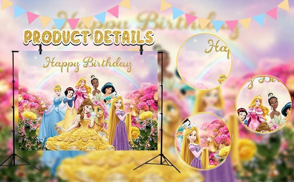 Princeza pozadina sanjiva cvjetnjak Rainbow princeza rođendan pozadina djevojka 1. Rođendanska zabava Baby tuš torta dekoracija stola