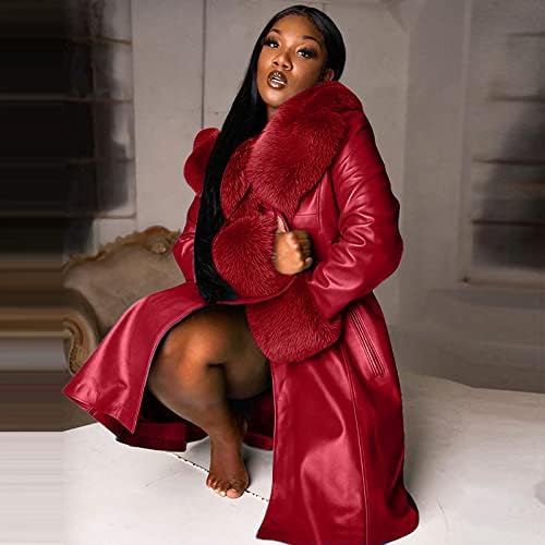 Overmal ženski kožni kaput ovratnik zimski modni rever s dugim rukavima plus veličina casual jakne kaput