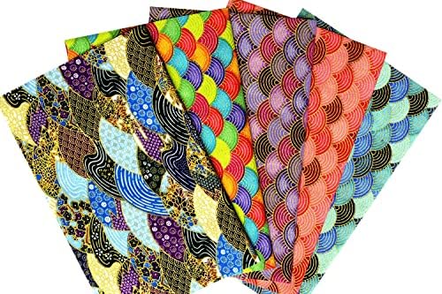 ACCOCO 30kom kvadrati od tkanine u japanskom stilu, 8 x 10 pamučna zanatska tkanina snopovi kvadrata Patchwork, tkanina za umotavanje