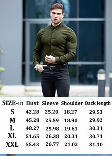 URRU muške Muscle Dress Shirts Slim Fit Stretch Long & amp;kratki rukav casual button down Shirt