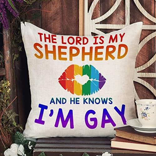 Bacite jastuk GOSPOD JE MOJ SHEPHER I on zna da sam gej jastučni slučaj ravnopravnost lezbijka gay lgbtq covers rustikalni dekorkorcistackoločni