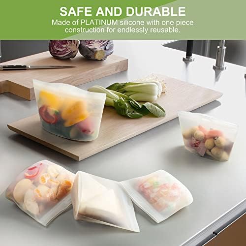 SPLF 6 pakovanja silikonske kese za višekratnu upotrebu hrane, kontejneri za pripremu obroka bez BPA, torbe sa zatvaračem za višekratnu
