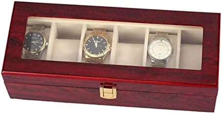 DLOETT 6 slota Drvena kutija za sat vitrina Organizator za pohranu nakita Poklon kutija za odlaganje nakita