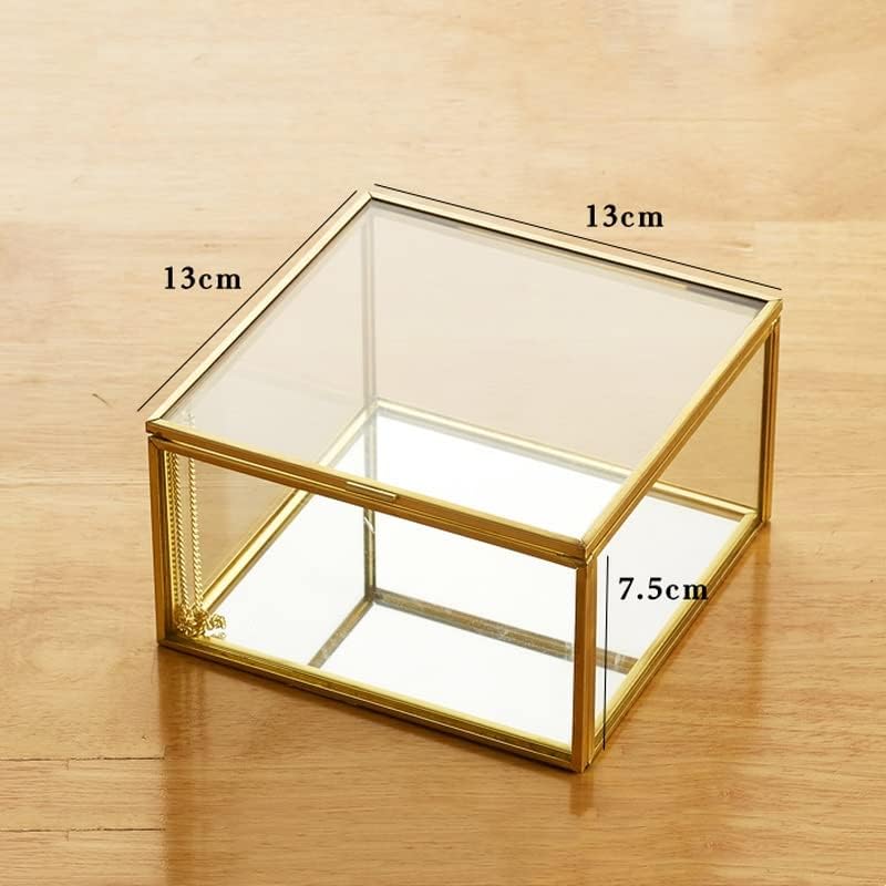 SLNFXC Zlatna Ivica staklena kvadratna kutija za nakit desktop kutija za odlaganje nakita dekoracija stalak za prikaz prva kutija