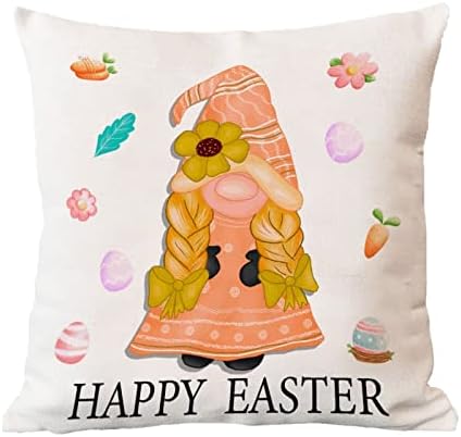Uskršnji gnomi Uskršnji jastuk Obojeni zečji jastuk za dobrodošlicu Proljeće Flowers Clowers Cover Crasten Decortaive Jastučnica sa
