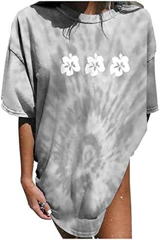 Vintage Tie Dye majica Žene kratki rukav pamuk grafički grafički print cvjetni casual labavi fit top majica djevojke vi
