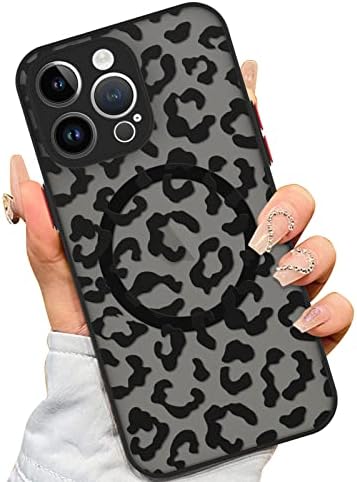 Aigomara za iPhone 13 Pro Max Case [kompatibilan sa magsafe] crni Leopard uzorak dizajn futrola za žene djevojke muškarci meki TPU