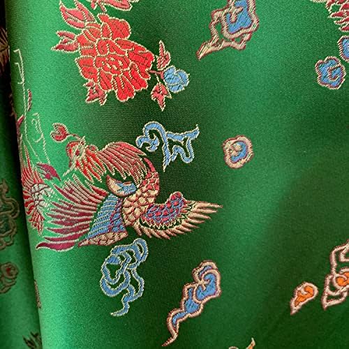 Brokatna kineska satenska tkanina od brokata zelenog zmaja pored dvorišta - 10040