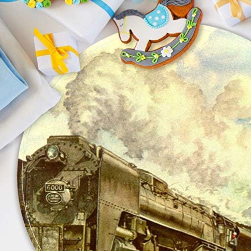 Heoeh Art Steam Trail Željeznički slikarstvo, non kliz vrata 15.7 Okrugli prelomni tepih tepih za djecu za djecu za djecu, igralište