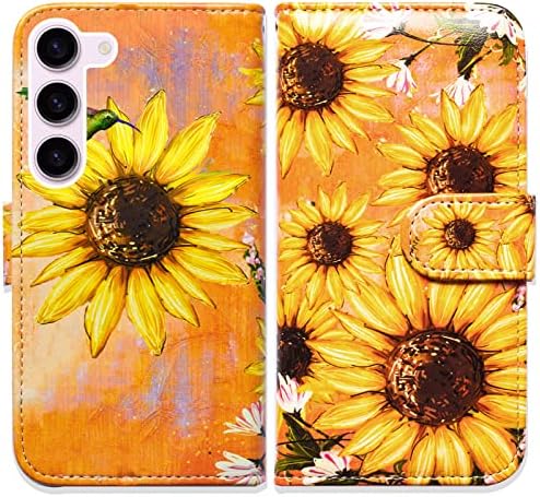 Bcov Galaxy S23 Case, Yellow Sunflower Flowers Flip phone Case Wallet Cover sa držačem za kartice stalak za Samsung Galaxy S23