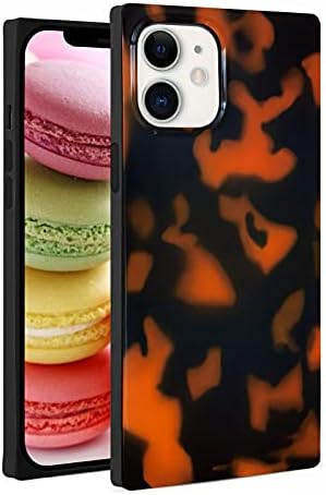 Omorro kompatibilan sa kvadratnom iPhone 11 futrolom za žene Bling sjajni Leopard Case Tortoise Shell uzorak luksuznog četveronoškog