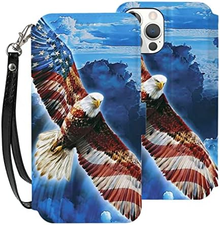 EMPYRI American Eagle štampane futrole za iPhone 12 Pro Max futrolu, futrolu za novčanik na preklop za telefon otpornu na udarce sa