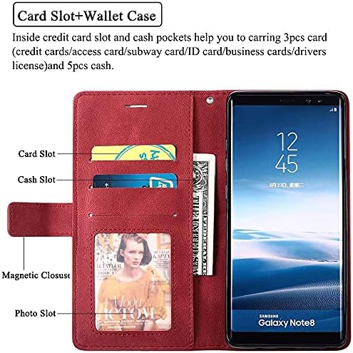 Asuwish kompatibilan sa futrolom za novčanik Samsung Galaxy Note 8 i zaštitom od kaljenog stakla za zaštitu ekrana kožna futrola za