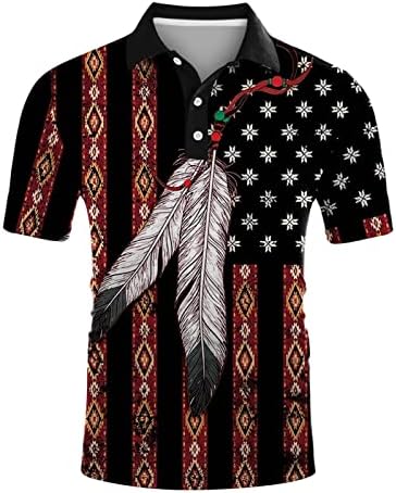 XXBR Patriotske polo majice za mens retro USA zastava etničkih indijskih teas vrhova ljetna kratka rukava Ležerne prilike za golf majica