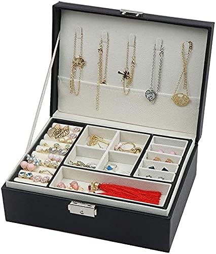 Kutija za nakit 2 sloja nakita kutije za nakit kožne nakit za žene djevojke Tinejdžeri Nakit Organizovanje kutija za odlaganje nakita