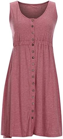 Ruziyoog ženske Casual rukav Tshirt haljine Ljeto trendi V vrat dugme dole Swing Mini haljina čvrste visoke struka tunike haljine