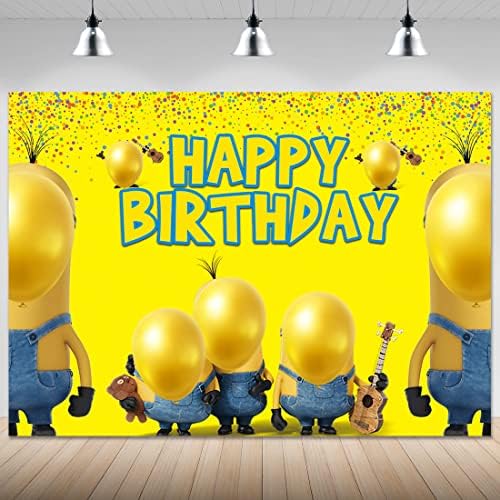 Žuta pozadina za Sretan rođendan pozadina teme crtanih filmova za dječake djevojčice potrepštine za zabavu Baby Shower torta dekoracija stola Banner dečiji fotografski Studio rekviziti 7X5FT