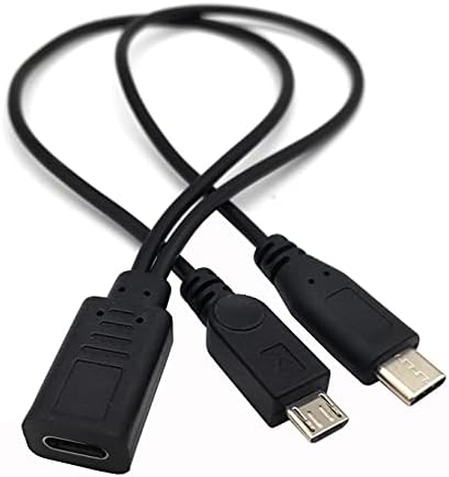 Traovien USB C kabl za razdvajanje, USB Tip C ženski na muški i Micro USB muški Y razdjelnik Produžni kabl za punjenje za Galaxy S5