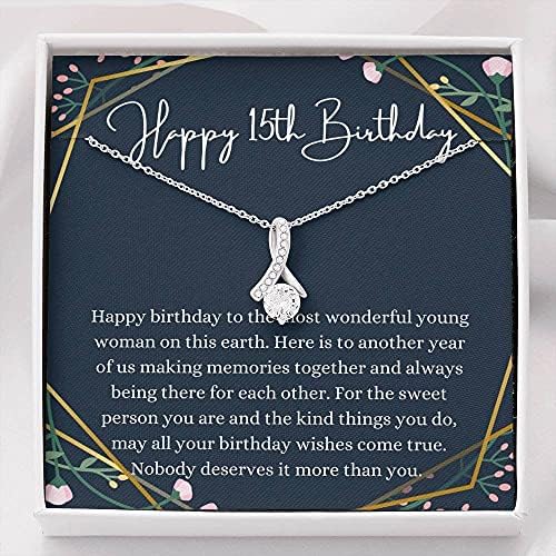 Nakit za karticu poruke, ručno izrađena ogrlica - personalizirani poklon Petit Ripbon, 15. rođendan za nju, poklon, 15 godina, quinceanera