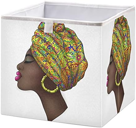 Afrička žena Skladišta košare za police Sklopivi kante za skladištenje s tkaninom Cube igračke za igračke organizatori za ostavu kupaonski
