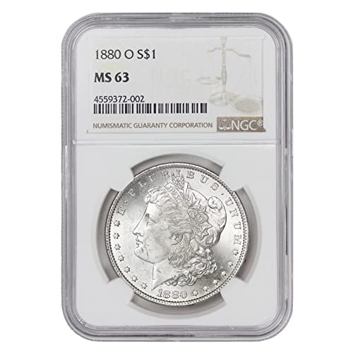 1880 o američki srebrni morgan dolar MS-63 $ 1 ms63 NGC