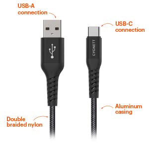 Cygnett Exoconnect USB-C do USB-a kabla - crna 2m