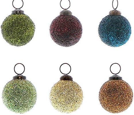 MY SWANKY HOME Sparkle Glass Multi Color Ornament Set 2 / teksturirana Lopta za božićno drvo