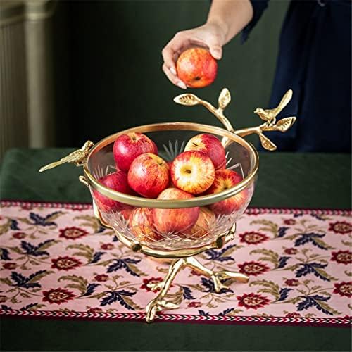 Cujux ukras voćnog ploča ukrasi domaćinsku voćnu košaru od mesingana evropska luksuzna ploča za voće lagano staklo