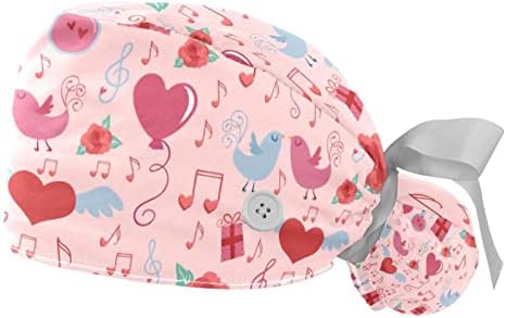 2pcs radna kapa s tipkama s tipkama retro ljubavne glazbene note ptice ponytail torbi za žene