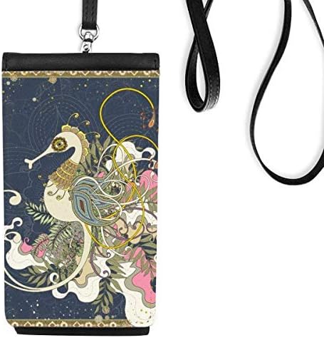 Cvjetni Japan Hippocampus Ukiyo-e Telefon novčanik torbica Viseća torbica za mobilne uređaje Crni džep