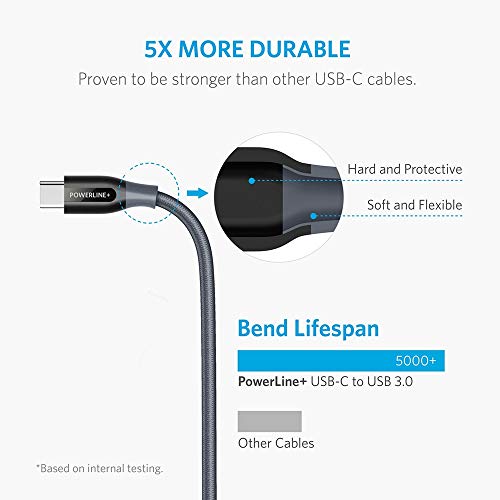 USB Tip C kabl, Anker PowerLine+ USB C na USB 3.0 kabl, visoke izdržljivosti, za Samsung Galaxy Note 8, S8, S8+, S9, S10, Sony XZ,