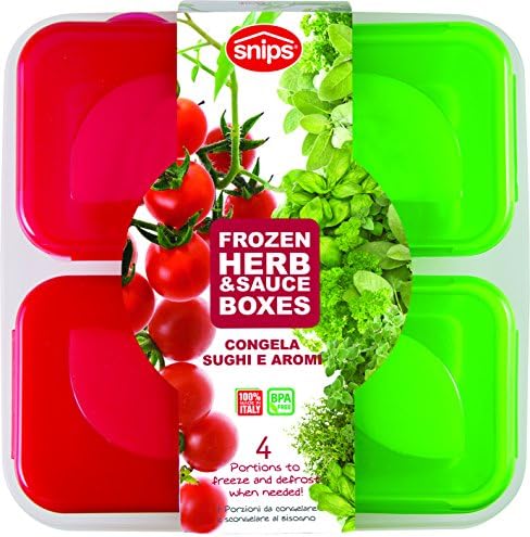 Snips, Set od 4 kutije za bilje i umake za čuvanje i zamrzavanje, crvena i zelena
