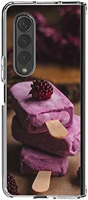 Faboho kompatibilan za Samsung Galaxy Z Fold 4 Clear Case, sladoled i malberry Dizajn voća TPU Bumper Shoot otporan na zaštitni telefon