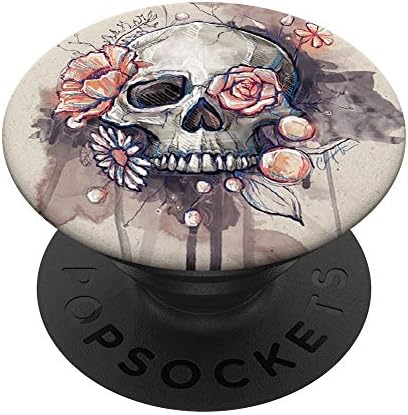 Cvjetni cvjetovi lubanja crna ružičasta umjetnost za tetovaže djevojke žene Popsockets Popgrip: zavarivanje hvataljka za telefone i tablete