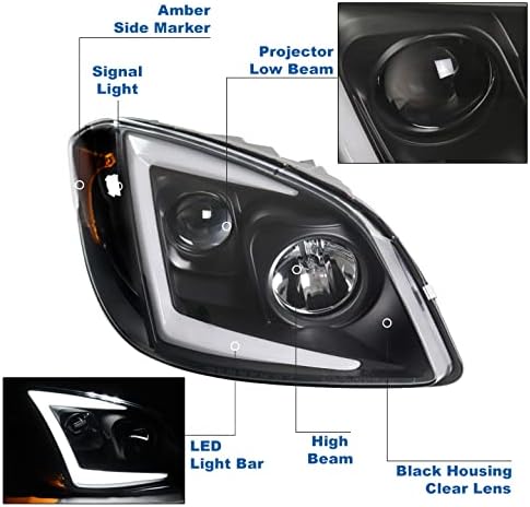 ZMAUTOPARTS LED cijev projektor farovi prednja svjetla Crna kompatibilna sa 2005-2010 Chevy Cobalt/2007-2010 Pontiac G5