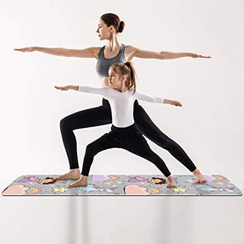 Debela neklizajuća Vježba & amp; fitnes 1/4 prostirka za jogu sa simpatičnim printom princeze jednorog iz bajke za jogu Pilates &