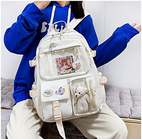 Huihsvha Kawaii Backpack, estetska školska torba za laptop sa priborom za PIN, PUT-a Daypack Bookbag za tinejdžerske djevojke Studenti