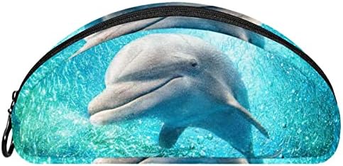 Mala šminkarska torba, patentno torbica Travel Cosmetic organizator za žene i djevojke, plavo oceanski životinjski morsko kitova riba