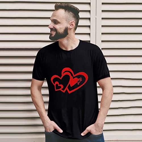 Valentinovo koje odgovaraju majicama za žene za žene Muškarci Lips Love Heart Print Kratki rukav Ocrt Majica Muž i supruga Labavi