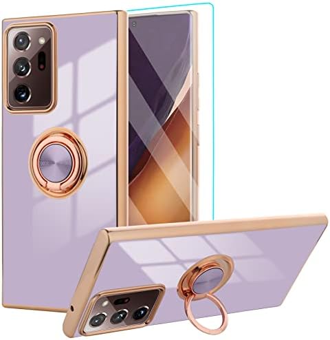 Sakuulo za Samsung Galaxy Note 20 ultra s rotacijom od 360 ° nosač Kickstand, sjajni pozlaći zlato Edge Mekani tanak udarci, zaštitni