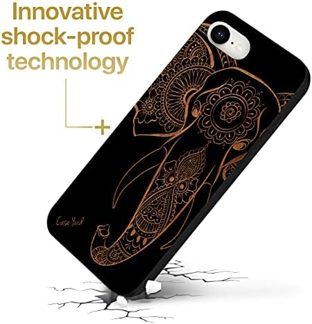 Caseyard futrola za drvo za iPhone se laserski gravirani slont Hannah Dizajn glave crno drvo kompatibilna iPhone kućišta zaštitni