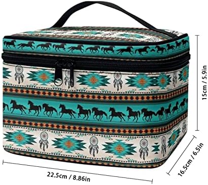 Poezesant Boho etnički plemenski konj Make up Case Organizer Prijenosni toaletni torba Ležerna kozmetička torba za pohranu s tužbom za žene za žene