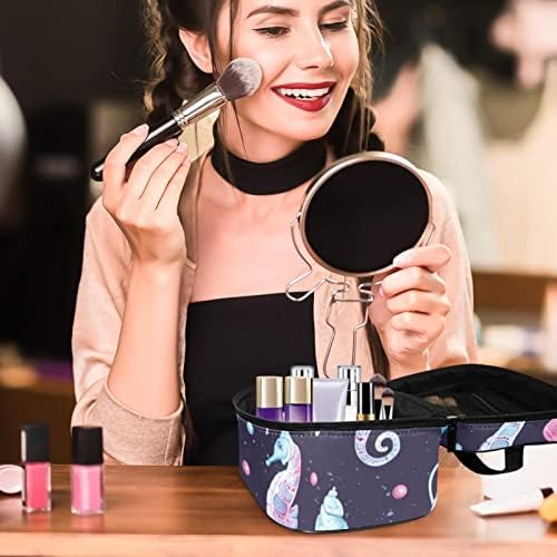 Yoyoamoy Travel Makeup Organizator, vodootporna kozmetička torba za skladištenje sa ručkom, velika šminka za teen djevojke dame šarene