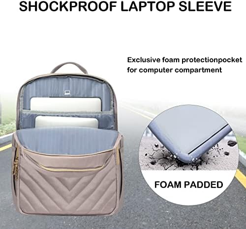 VANKEAN 15.6 inčni laptop ruksak za žene Radna torba za Laptop moda sa USB portom, vodootporni ruksaci elegantne putne torbe Ležerne dnevne torbe za fakultet, posao, svijetlo prašnjavo ružičasto