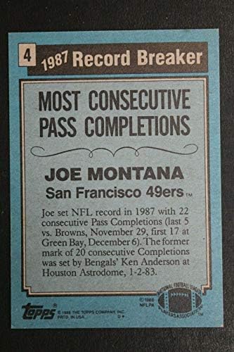 Joe Montana 1988 TOPPS 4 Autogram za prekidač za snimanje
